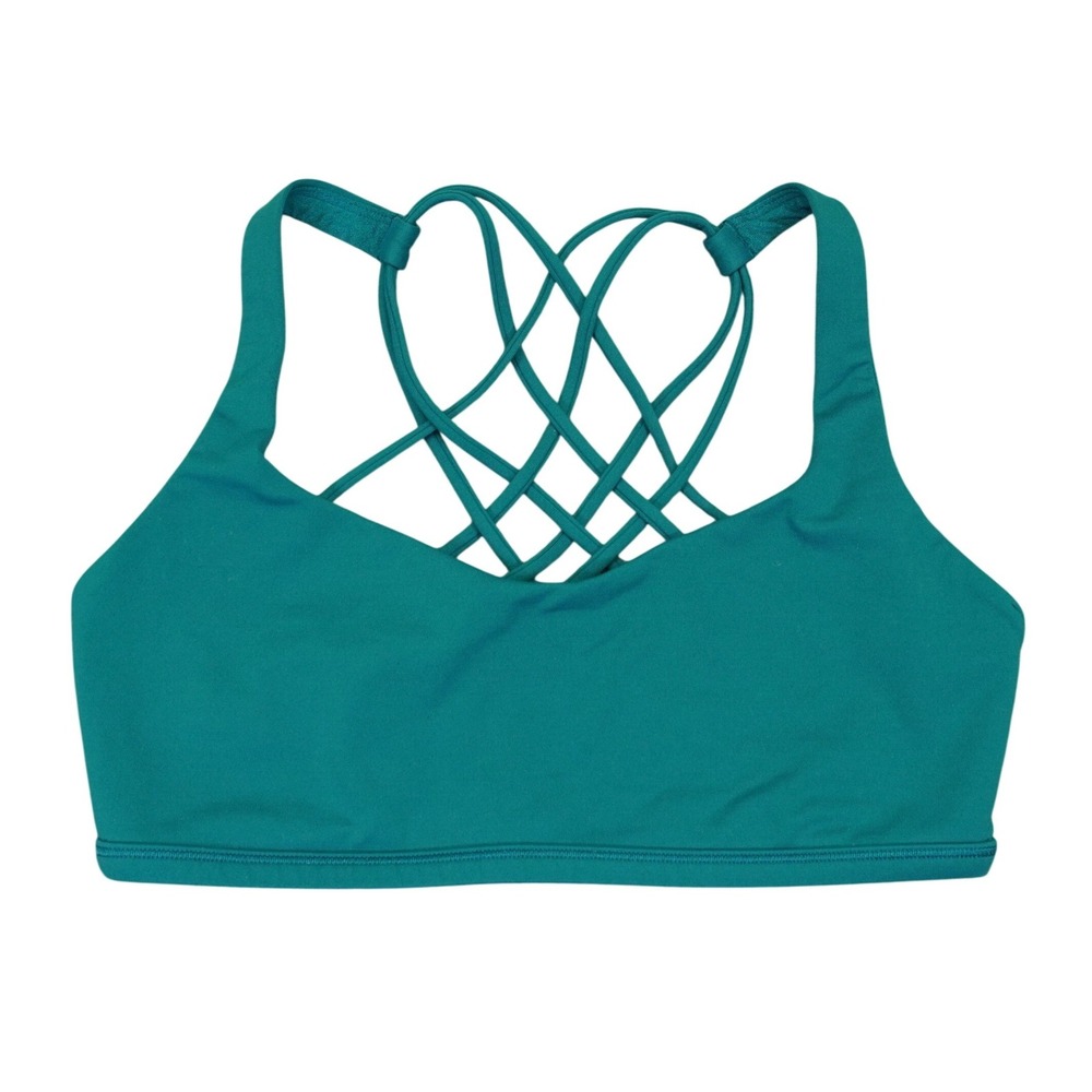 Lululemon Free To Be Wild Sports Bra Women 6 Teal Strappy Crossback Yoga Bra